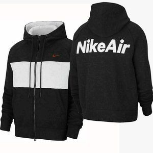 Nike Air Full Zip Fleece Color Blocked Hoodie Black/White/ Men Medium DB5064-011